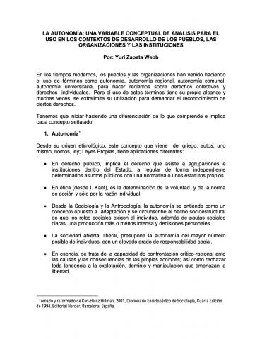 La Autonomía: una variable conceptual de análisis