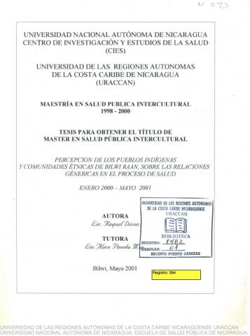 Percepción de los pueblos indígenas y comunidades étnicas de Bilwi RAAN